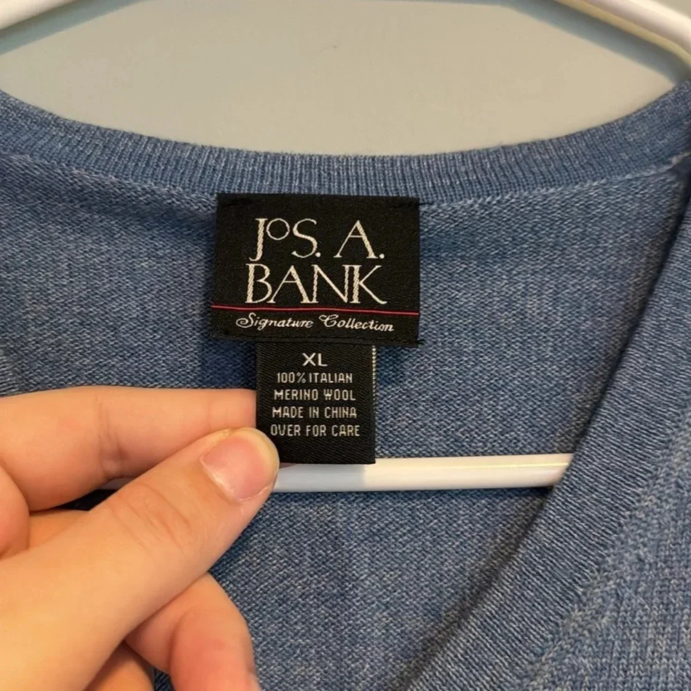 Vintage Steel Blue Sweater Vest Size XL 100% Italian Merino Wool